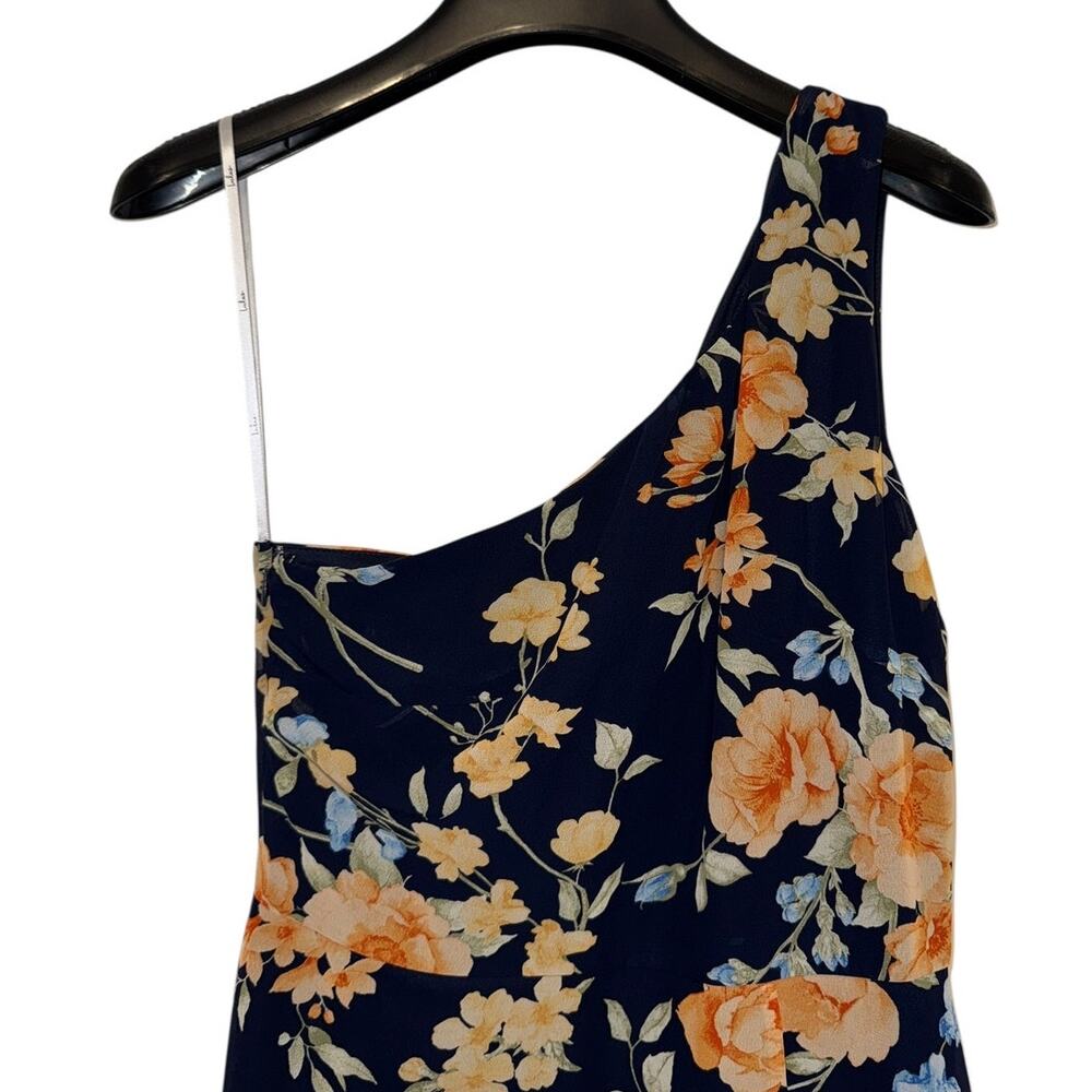 NEW BNWT Lulus Elegant Admiration Navy Floral One Shoulder Maxi Dress Sz Small - Picture 5 of 11